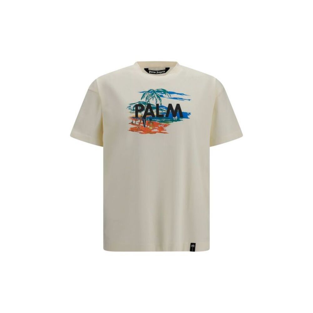 Palm Angels Beige Cotton Men's T-Shirt